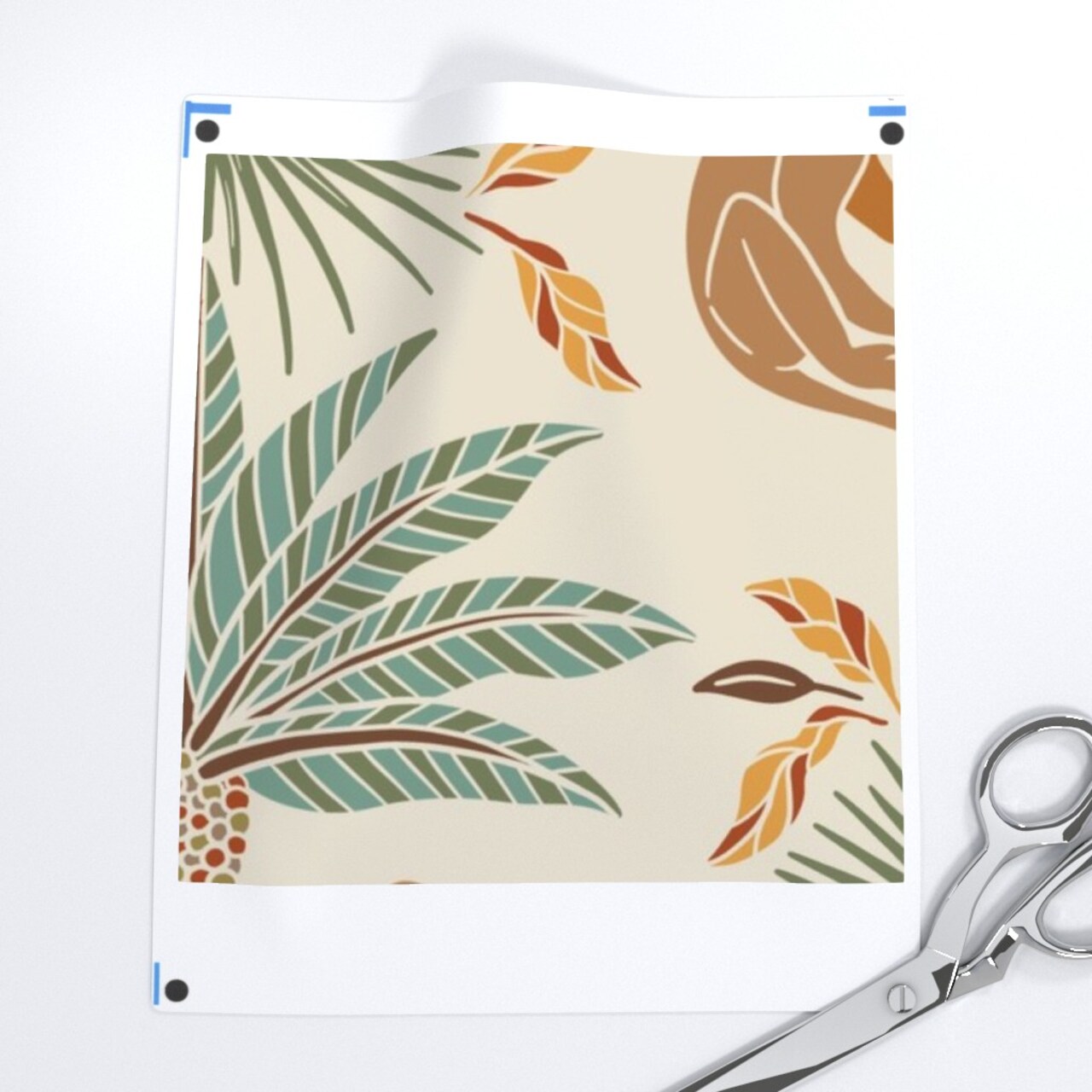 Beige Art Deco Monkeys Safari Palm Trees Travel Boho Muted Neutrals Summer Animals Plants Large Scale Custom Removable Wallpaper by Spoonflower Peel & Stick Wallpaper 2FT Wide